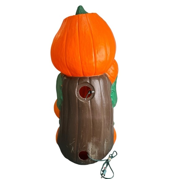 Vintage Halloween Blow Mold Pumpkin Jack o'lantern Tree, Plastic Lawn Yard Decor - Picture 2 of 16